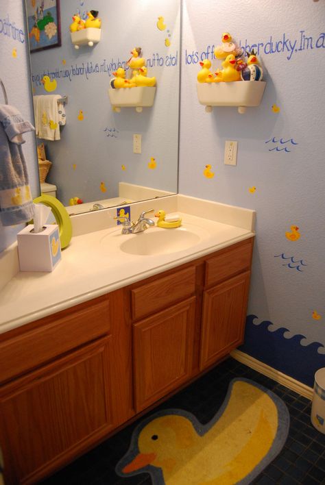 Rubber Ducky Bathroom Rubber Ducky Bathroom Decor, Ducky Bathroom, Rubber Ducky Bathroom, Tacky Decor, Rubber Duck Bathroom, Mural Bathroom, Duck Ideas, Duck Bathroom, Ducky Duck