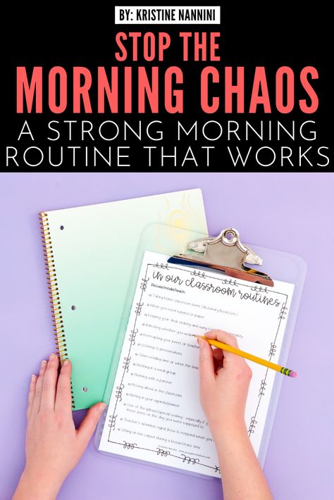 Here, a teacher explains the importance of a morning routine and shares 10 procedures to model and practice with your students in order to have a successful morning routine. Great for your 2nd, 3rd, 4th, 5th, or 6th grade classroom. #KristineNannini #UpperElementary #TeacherHacks #ITeachFifth  #ITeachFourth #ITeachThird #ClassroomManagement Teacher Morning Routine, Morning Work Classroom, Homework Management, Homework Routine, Teach Like A Champion, Classroom Procedures, Classroom Routines, Homeschool Elementary, 5th Grade Classroom