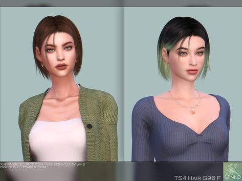 Hair Sims 4 Cc, Bob Cut Hair, Ombre Bob Hair, Short Purple Hair, Short Hair For Kids, Olive Hair, Hair Stayl, Short Ponytail, Mod Hair