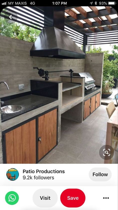 Outside Bbq Kitchen, Garden With Barbecue Area, Small Garden Bbq Area Ideas, Pergola With Bbq Area, Small Bbq Area Ideas, Industrial Outdoor Kitchen, Small Balcony Ideas Apartment, Modern Outdoor Kitchen, Outdoor Kitchen Decor