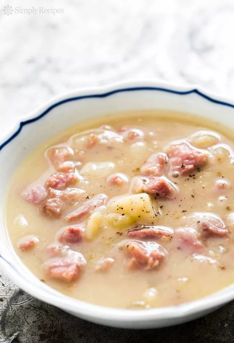 Ham and Potato Soup Recipe Ham Bone Recipes, Leftover Ham Bone, Ham Shank, Ham Bone Soup, Ham And Potato Soup, Ham Potato, Slow Cooker Ham, Ham Bone, Ham Soup