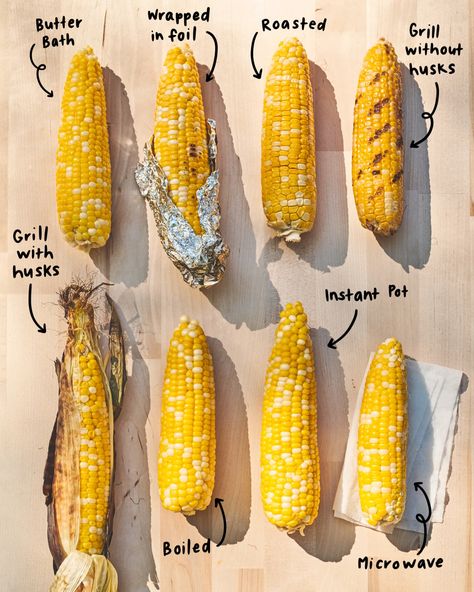 We Tried 8 Methods for Cooking Corn on the Cob and Found a Clear Winner | Kitchn Best Corn On The Cob Recipe, Bbq Corn On The Cob, Cooking Corn On The Cob, Cooking Corn, Corn In The Oven, Oven Roasted Corn, Buttery Corn, Shucking Corn, Cook Corn