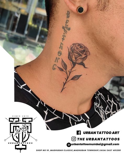 Neck Tattoo For Boys, Tattoo For Boys, Rose Neck Tattoo, Tattoo Neck, Tattoo Rose, Neck Tattoo, Image Search