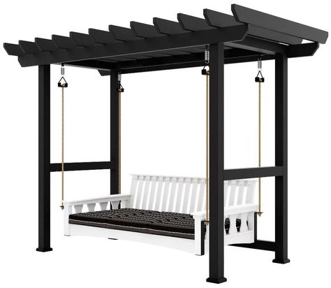 Bed Swings Outdoor, Outdoor Swing Ideas, Backyard Swing Ideas, Pergola With Swing, Swing Set Plans, Swing Bed, Backyard Swings, Pergola Swing, Patio Swing