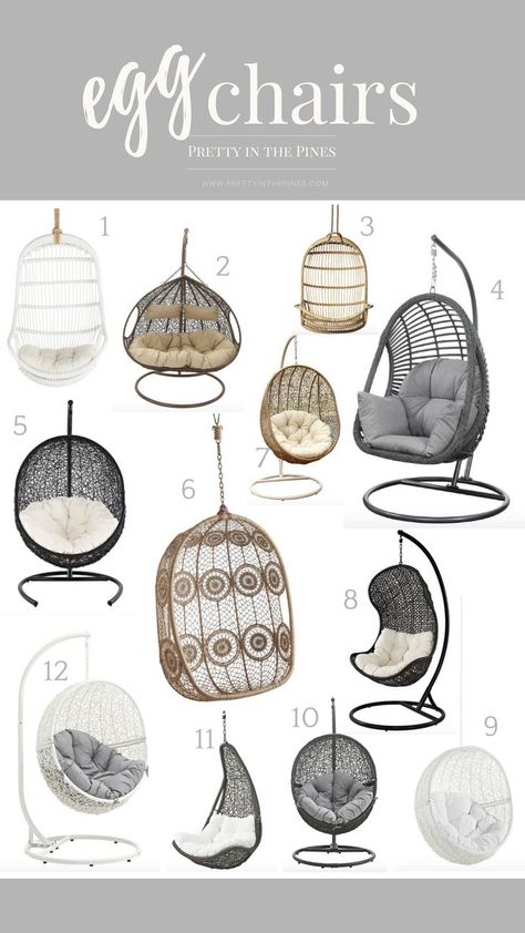 Best Egg Chairs on the Internet - Pretty in the Pines, North Carolina Lifestyle and Fashion Blog Pretty In The Pines, Egg Chairs, Hanging Egg Chair, The Pines, Studio Apartment Decorating, Diy Chair, Room Decor Bedroom Teenage, Cute Room Decor, The Egg