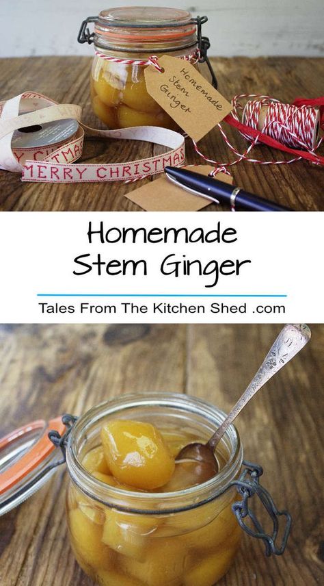 Homemade Stem Ginger is so easy to make & so much better than shop bought. Chop finely & add to ginger cakes, puddings or biscuits for a real ginger hit. The syrup makes a delicious ginger cordial. Ginger Cakes, Stem Ginger, Cake Homemade, Tandoori Masala, Ginger Cake, British Baking, Ginger Recipes, Homemade Recipe, Vegetable Drinks