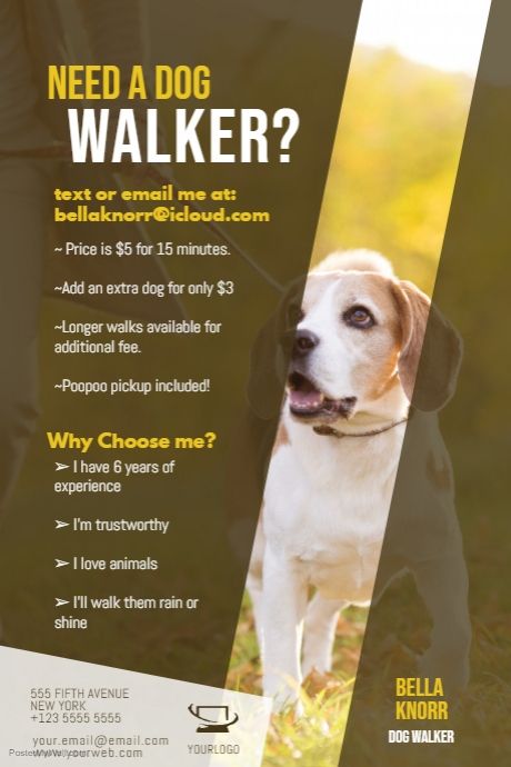 Copy of Dog Walker Flyer Template Dog Walking Flyer Templates, Dog Walker Flyer Ideas, Dog Walking Flyer Ideas, Microsoft Word Ideas, Dog Walker Flyer, Dog Walking Flyer, Dog Brands, Dog Marketing, Pet Care Business