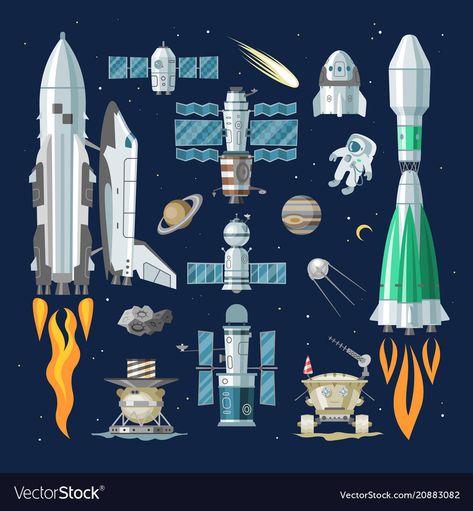 Satellite Illustration, Spaceflight Simulator, Space With Planets, Lunar Rover, Spaceship Illustration, Scary Alien, Nasa Rocket, Nasa Poster, Space Themed Bedroom