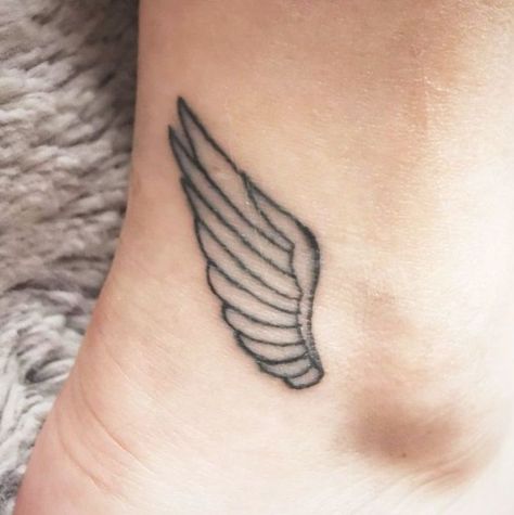 Angel Wing On Ankle, Ankle Angel Tattoo, Wing On Ankle Tattoo, Hermes Ankle Tattoo, Tiny Angel Wing Tattoo Simple, Wings On Ankle Tattoo, Wing Tattoo Ankle, Ankle Wing Tattoo, Angel Wing Ankle Tattoo