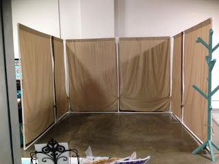 As I mentioned in my last post, for the craft show last week, we came up with a new booth wall design. Instead of wood, we used PVC pipe.   ... Craft Booth Walls, Booth Walls, Art Festival Booth, Craft Booth Design, Art Fair Booth, Vendor Booth Display, Craft Fair Booth Display, Flea Market Booth, Craft Show Booths