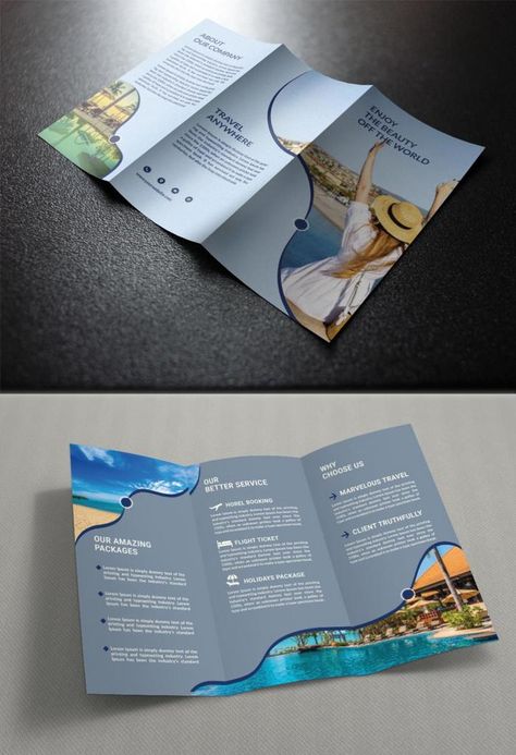 Travel Brochure Template#pikbest#Templates#Others Broucher Ideas, Travel Brochure School Project, Art Brochures, Bedroom Redesign, Travel Brochure Template, Shape Posters, Brochure Cover, Travel Brochure, Trifold Brochure