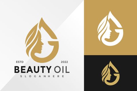 Letter G Beauty Oil Logo Design Vector illustration template Oil Logo Design, Oil Logo, Spa Logo Design, The Letter G, Skincare Logo, Adobe Illustrator Design, Spa Logo, Illustration Template, Illustrator Design