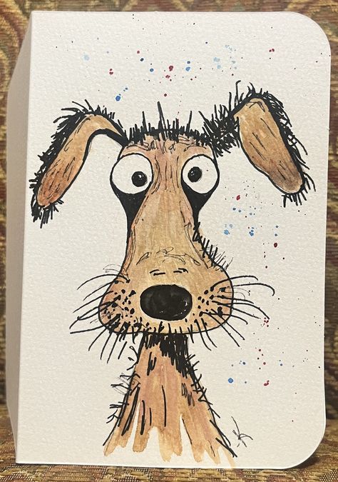 5 x 7 Hand painted Watercolor Cards. $5.00 EACH. These are NOT PRINTS. Blank on the inside. Each card comes with an envelope and a protective wax coating. Let me know which card you would like to order in the "message" section. Animal Puns Drawing, Whimsical Dog Paintings, Puppy Watercolor Paintings, Funny Dog Paintings, Cat Art Whimsical, Watercolor Dogs, Easy Watercolor Cards, Watercolor Doodles, Dog Watercolor Painting