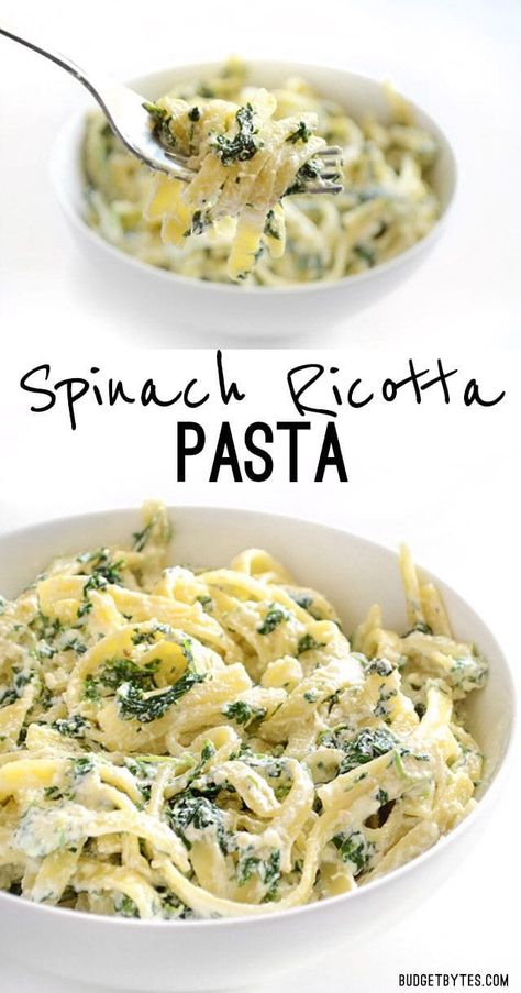 This quick and luxurious Spinach Ricotta Pasta boasts a creamy and garlicky spinach sauce made easy with ricotta cheese. BudgetBytes.com Spinach And Ricotta Pasta, Ricotta Pasta Recipes, Spinach Ricotta Pasta, Spinach Sauce, Spinach And Ricotta, Spinach Ricotta, Ricotta Pasta, Salad Pasta, Ricotta Cheese