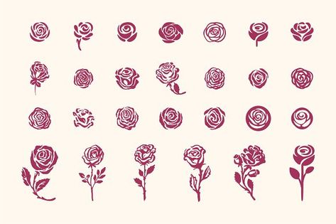 27 Rose symbols icon by Artha Design Studio on @creativemarket Rose Symbol Design, Croquis, Rose Illustration Design, Rose Vector Design, Rose Graphic Design, Rose Logo Design, Rose Draw, Rose Clip Art, Rose Symbol