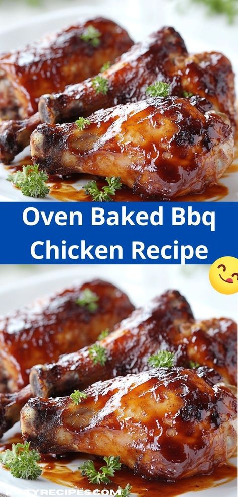 Looking for easy dinner ideas? Try this Oven Baked BBQ Chicken Recipe! It’s a simple, flavorful dish that brings everyone together, making it a perfect choice for family dinners or casual get-togethers. Bbq Chicken Oven Recipes, Bbq Chicken In The Oven Easy, Baked Bbq Chicken Recipes Oven, Barque Chicken Recipes Oven, Oven Barbeque Chicken Recipes, Baked Bbq Chicken Boneless, Oven Baked Barbeque Chicken, Oven Barbeque Chicken, Barbecue Chicken In The Oven