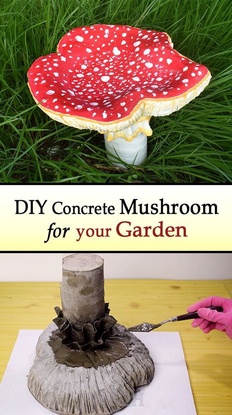 How to make Cement Toadstool for your Garden  In this tutorial, I show you how to make awesome Garden Mushrooms using mainly cement and sand. It’s fun to make and you can use it as an awesome decoration.  Do it yourself, how to make Cement Mushrooms for your Garden, how to build a Cement Mushrooms decoration, homemade Cement Toadstools, wonderful Cement Projects at Home, easy recycled project, Concrete Tutorial, CementTutorial, Cement Mushrooms How To Make, Diy Cement Projects Outdoor, Concrete Mushrooms Diy How To Make, Garden Cement Ideas, Yard Mushrooms Diy, How To Make Concrete Mushrooms, Cement Yard Art, Diy Cement Mushrooms, Mushroom Crafts Diy Garden Art