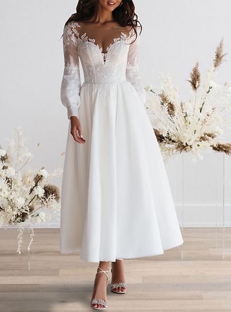 Jeweled Wedding Dress, Wedding Dresses A Line, Satin Bridal Gowns, Cheap Wedding Dresses Online, Bridal Party Dresses, Fall Wedding Dresses, White Dresses, Online Wedding Dress, Little White Dresses