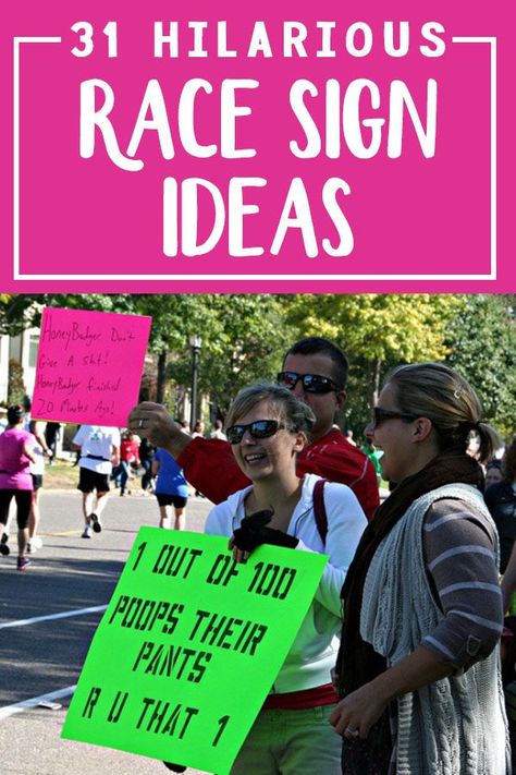 Hilarious race sign ideas - over 80 race signs total from funny to motivational #marathon #halfmarathon #running Running Race Signs, Marathon Running Signs, Half Marathon Quotes, Marathon Poster, Marathon Signs, Marathon Quotes, Running Signs, Running Quotes Funny, Marathon Inspiration