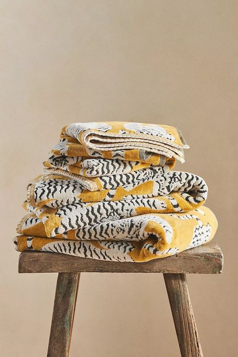 Isa Tiger Towel Collection | Anthropologie Bath Top, Bath Pillow, Bath Pillows, Outdoor Holiday Decor, Towel Collection, Bathroom Space, Playful Design, Sales Gifts, Hand Towels