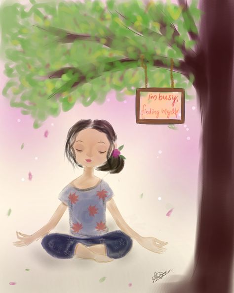 Sweet Illustration, Finding Myself, I'm Busy, Yoga Meditation, Self Love, Meditation, Sketch, Yoga, Disney Princess