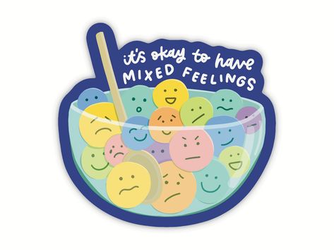 Sticker Design Inspiration, Relatable Funny, Homemade Stickers, Work Stickers, Mixed Feelings, Smiley Faces, It's Okay, Water Bottle Stickers, Quote Stickers