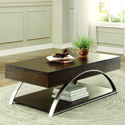 Homelegance Tioga Coffee Table with Lift Top Wooden Cocktail Table, Wood Lift Top Coffee Table, Living Room Table Sets, Brushed Chrome, Lift Top Coffee Table, Cool Coffee Tables, Coffee Table Wayfair, Wooden Coffee Table, Display Shelf