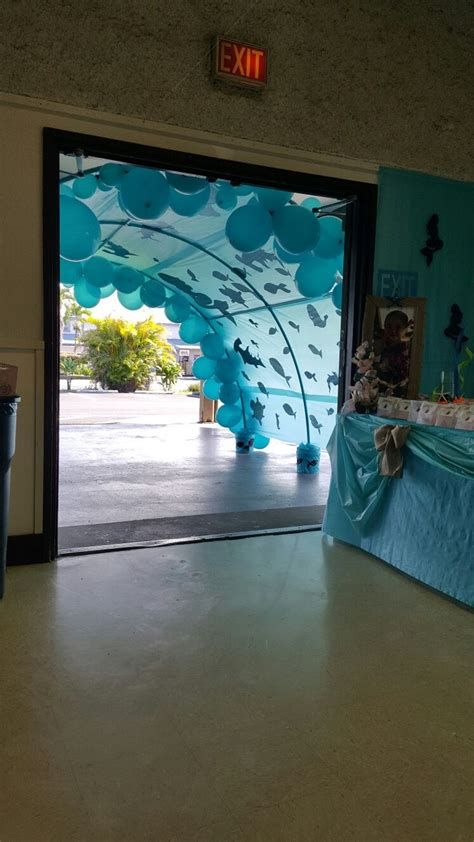 under the sea entrance ideas - Yahoo Search Results Under The Sea Decorations, Moana Birthday Party, Shark Birthday Party, Ocean Party, Sea Birthday Party, Moana Birthday, Sea Decor, Under The Sea Theme, Shark Party