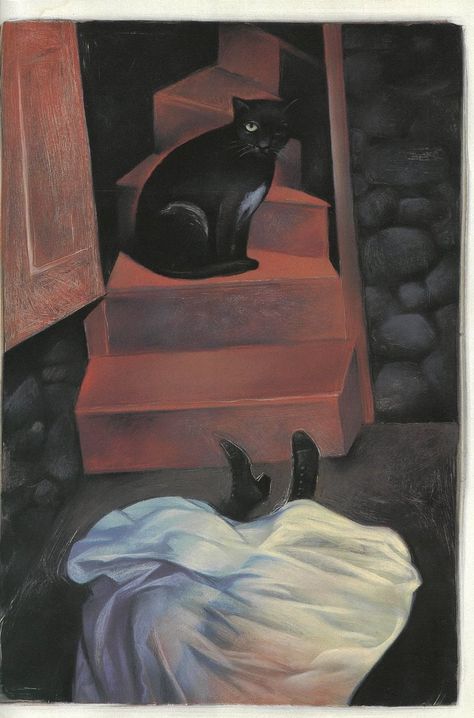 The Black Cat Edgar Allan Poe, Edgar Allan Poe Illustration, Gary Kelley, Mental Instability, Edgar Allen, Gothic Novel, Allen Poe, Edgar Allen Poe, The Black Cat