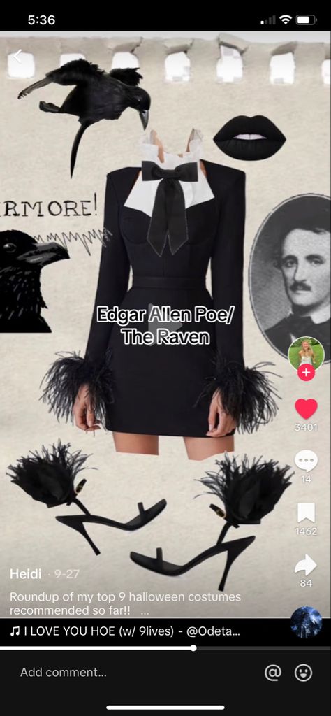 Edgar Allen Poe Outfit, Speakeasy Outfit Women, Speakeasy Party Outfit, Speakeasy Outfit, Raven Halloween Costume, Raven Costume, Speakeasy Party, Allen Poe, Edgar Allen Poe