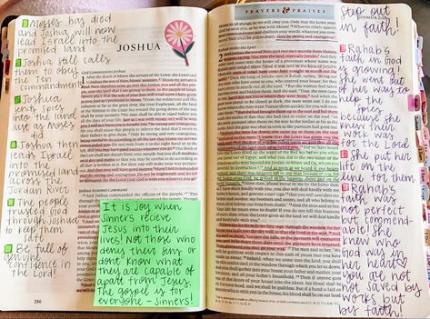 Bible Journaling In Bible, 1 Samuel Bible Study Notes, Joshua Bible Study Notes, Bible With Notes Section, The Book Of Joshua, Book Of John Study Guide, Joshua Bible Journaling, Step Out In Faith, Joshua Bible