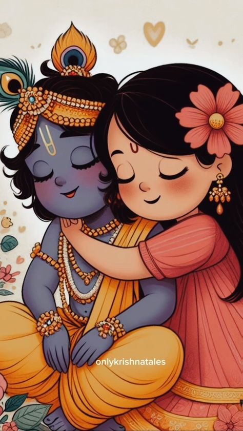 Radha Ashtami Drawing, Krishna And Radha Illustration, Radha Cute Drawing, Radha Krishna Canvas Painting Ideas, Cute Radha Krishna Wallpaper, Radha Krishna Cute Drawings, Radha Krishna Aesthetic Drawing, Radha Ji Drawing, Aesthetic Krishna Wallpapers