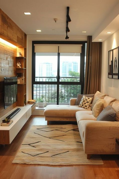 Sofa Santai, Living Room Cozy, Tv Area, Modern Rustic Living Room, Tv Panel, House Floor Design, Room Cozy, Apartment Living Room Design, Dream Apartment Decor