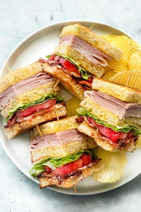 How to Make a GREAT Club Sandwich | foodiecrush.com Turkey Club Sandwich Recipes, Foodiecrush Recipes, Club Sandwich Recipe, Turkey Club Sandwich, Tuna Melt Recipe, Club Sandwich Recipes, Lenten Recipes, Turkey Club, Sandwhich Recipes