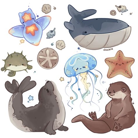 #seaangel #seal #otter #starfish #bluewhale #seacreatures #jellyfish #doodles #pufferfish Starfish Drawing Aesthetic, Sea Animals Aesthetic Drawing, Jellyfish Drawing Digital, Cute Sea Otter Drawings, Drawing Of Sea Creatures, Cute Seals Drawing, Sea Animals Doodle, How To Draw A Seal, Seal Drawing Cute