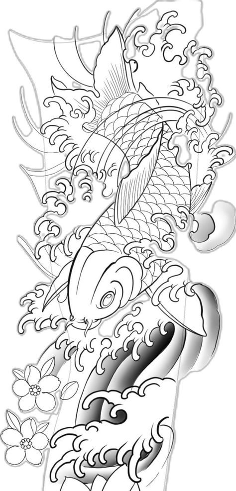 ရာကူဇာ Tattoo, Koi Fish Tattoo Stencil, Dove And Rose Tattoo, Koi Fish Drawing Tattoo, Dragon Koi Tattoo Design, Koi Fish Tattoo Design, Mandala Tattoos For Women, Cloud Tattoo Design, Koi Tattoo Sleeve