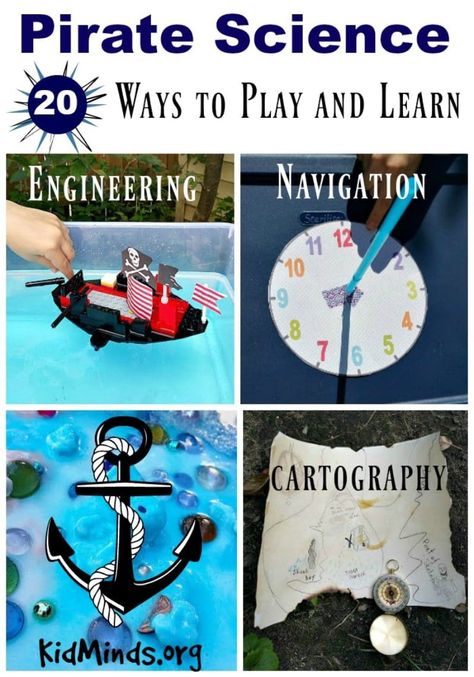 Pirate Science - 20 ways to play and learn - KidMinds Pirates Stem Activities, Pirate Themed Science Experiments, Pirate Science Experiments, Pirate Stem Activities, Pirate Stem, Pirate Science, Star Navigation, One Piece Pirates, Pirate Unit