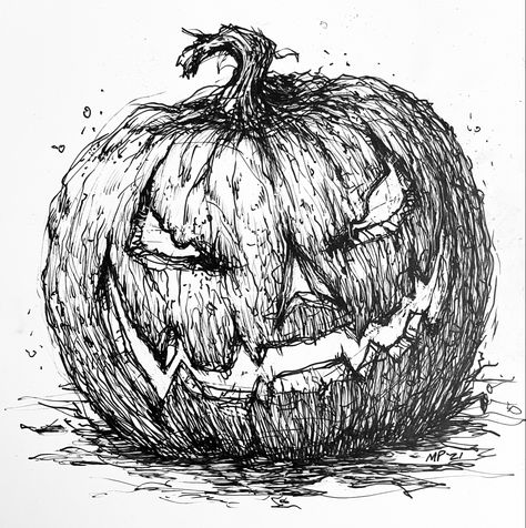 Pumpkin Man Drawing, Carved Pumpkin Drawing, Halloween Drawings Sketches, Pumpkin Drawing Halloween, Spooky Jackolantern Drawing, Sketchbook Ideas Halloween, Sketches Christmas, Jack O Lantern Sketch, Halloween Drawings Scary