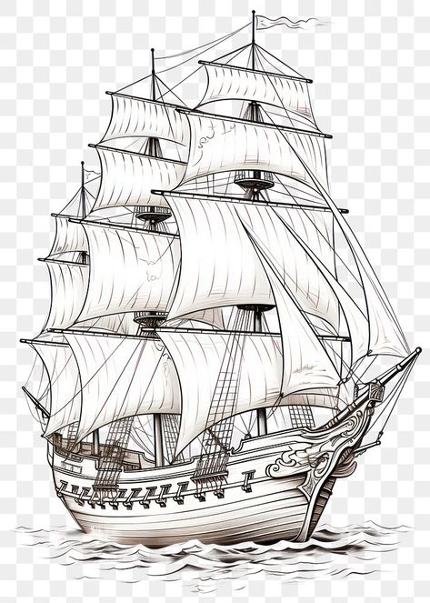 Galleon Ship Tattoo, Clipper Ship Drawing, Ship Line Drawing, Ship Side View, Sailing Ship Drawing, Ship Line Art, Ship Outline, Nautical Drawing, Vasa Ship