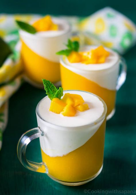 Mango Panacotta without Gelatin - Cooking With Sapana Mango Panacotta, Mango Panna Cotta, Mango Guacamole, Mango Tart, Foodgawker Recipes, Baked Pasta Dishes, Semolina Cake, Mango Cake, Mango Puree