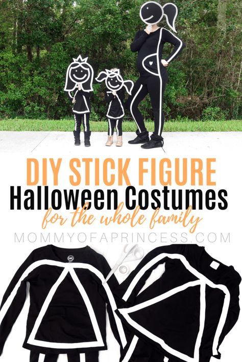 Easy DIY Stick Figure Halloween Costume for the Whole Family Stick Figure Halloween Costume, Diy Costumes For Boys, Stick Figure Costume, Diy Costumes Kids Boys, Halloween Costumes Easy, Stick Diy, Idea For Halloween, Easy Diy Costumes, Hallowen Ideas