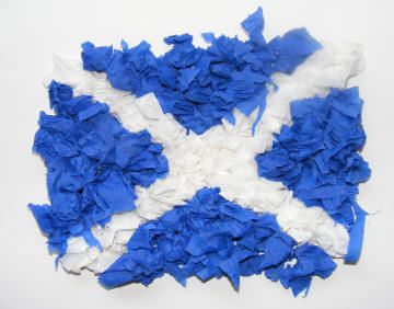 Scottish Flag Collage Burns Night Activities, Burns Night Crafts, Burns Day, Scottish Animals, Cow Craft, Scottish Flag, Night Kids, White Tissue Paper, Sheep Crafts