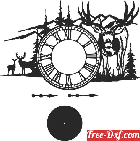 Free Dxf Files Cnc, Diy Wooden Wall, Deer Scene, Clock Flower, Plasma Table, Vinyl Clock, Free Dxf Files, Buck Deer, Record Wall