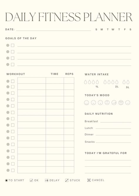 Daily Fitness Planner, Gym Planner, Fitness Planner Free, Workout Template, Planner Diario, Wellness Planner, Fitness Planner Printable, Workout Log, Health Tracker