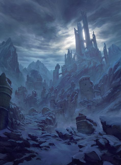 ArtStation - Elves of Ilfelin, Dominik Zdenković Rpg Wallpaper, Snow Castle, Wallpapers For Phone, Dark Castle, High Mountain, Location Inspiration, Landscape Concept, 다크 판타지, Fantasy City