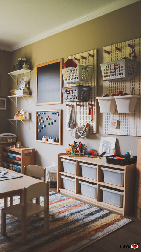 10 Creative Kid Playroom Ideas to Spark Joy and Fun - I Luve It Playroom And Classroom, Cube Storage Kids Playrooms, Mancave And Playroom Combo, Playroom With Seating, Mud Room Playroom Combo, Small Basement Play Area, Workout And Playroom Combo, Modern Lego Room, Kallax Styling Playroom