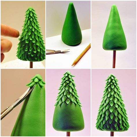 How to make Clay Christmas Tree step by step DIY tutorial instructions, How to, how to do, diy instructions, crafts, do it yourself, diy website, art project ideas Clay Christmas Decorations, Christmas Tree Decorations Diy, Christmas Clay, Polymer Clay Christmas, Christmas Tree Crafts, Navidad Diy, Clay Ornaments, Polymer Clay Tutorial, Clay Tutorials