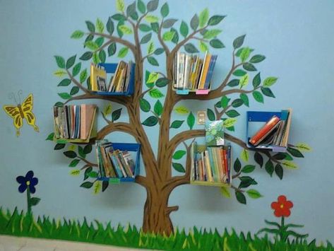 https://youtube.com/@BloomingParadisegarden Corner Shelves Ideas, Corner Shelving Ideas, Plants Decoration Ideas, Corner Shelves Living Room, Reading Tree, Tree Bookshelf, Paper Crafts Magazine, Shelves Ideas, School Murals