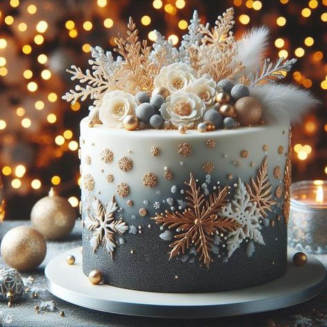 Winter Wonderland Sheet Cake, Winter Cake Decor, White Christmas Cakes, Winter Cake Birthday, Winter Birthday Cake For Women, Winter Themed Cakes, New Years Cake Decorating, White Winter Cake, New Year Birthday Cake