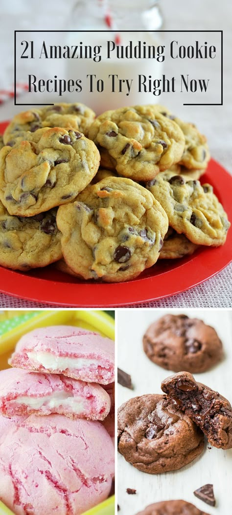 21 Amazing Pudding Cookies To Try Right Now! - TGIF - This Grandma is Fun Cookies Pudding, Pudding Cookies Recipes, Pudding Cookies, Think Food, Recipes To Try, Instant Pudding, Cake Mix Cookies, Christmas Pudding, Brownie Cookies